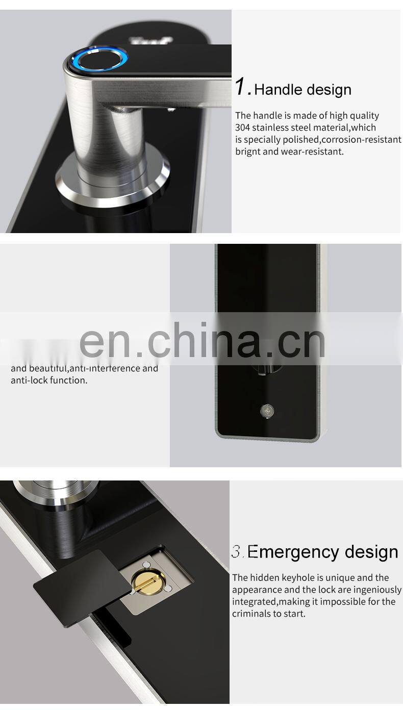 TUYA APP Smart Fingerprint Door Lock Electronic Biometric Password Hotels Smart Door Lock Manufacturer