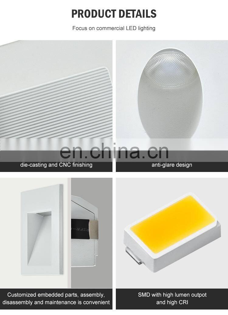 Modern Indoor Home Fancy Recessed Mounted Corner Lamp SMD 3.5W Led Step Stair Light