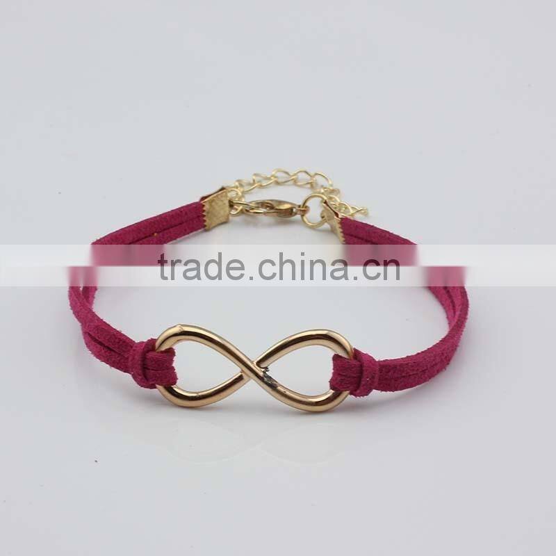 Fashion custom men braided bracelet single wrap gold 8 infinity leather bracelet men