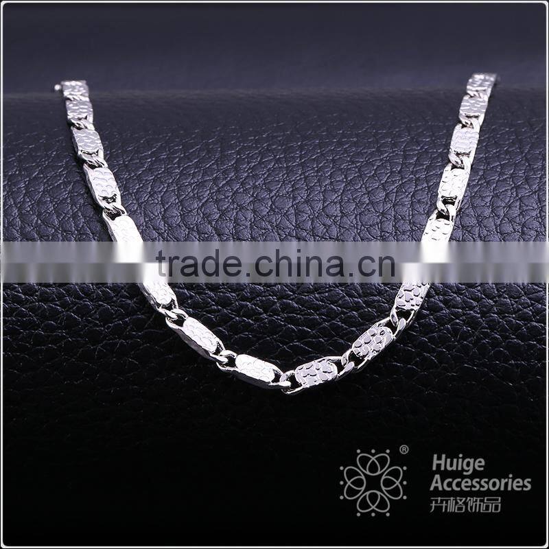fashion jewelry rhodium plated cheap simple design chain necklace