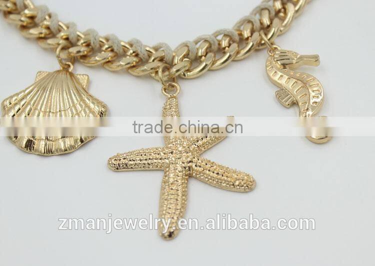 2016 Modern Latest Design Gold Starfish Necklace Handmade Chunky Necklace