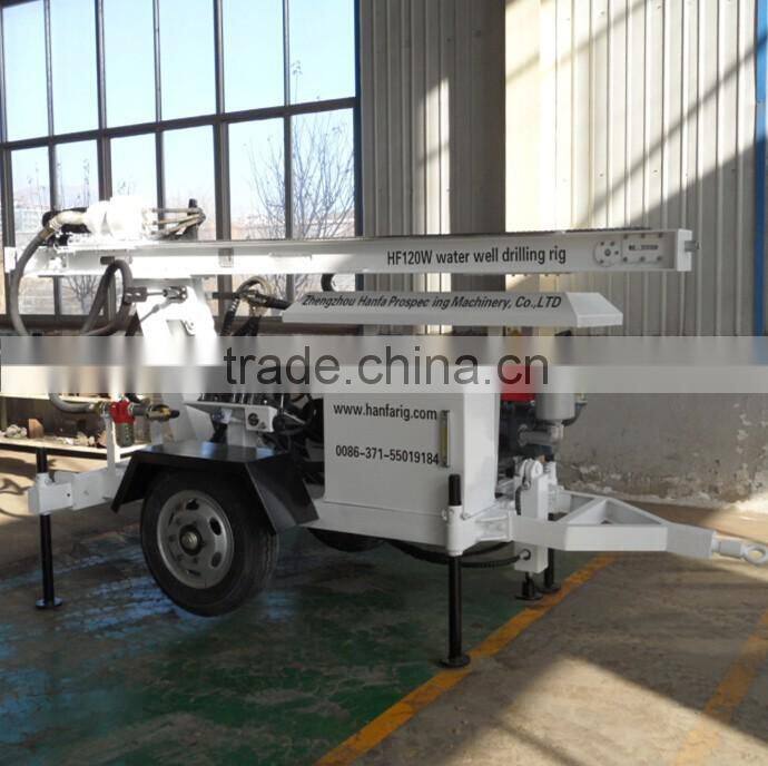 hot selling! high efficient, simple operation HF120W small water well drilling rig