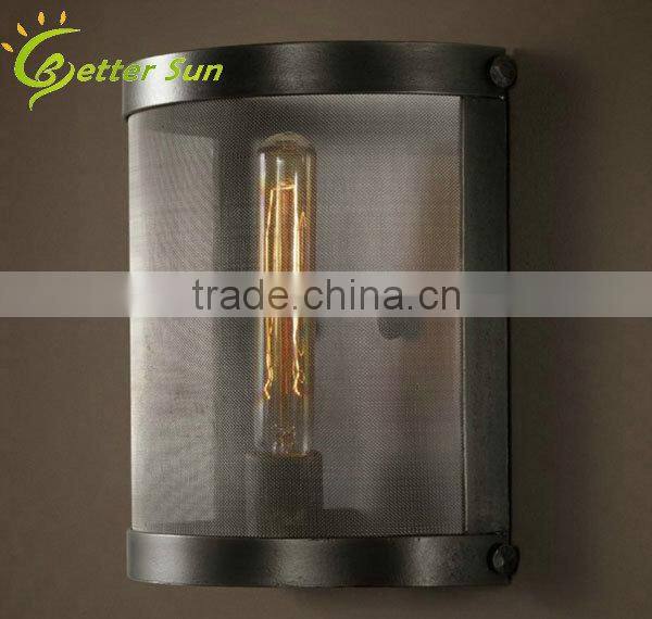 Vintage Industrial Lamp Edison Brass Cage Wall Light