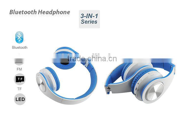 2015 newest 3-in-1 LED Flash Headset premium sound Wireless Digital Headphones Sub-woofer Fm Radio on-ear Tf Card Pl