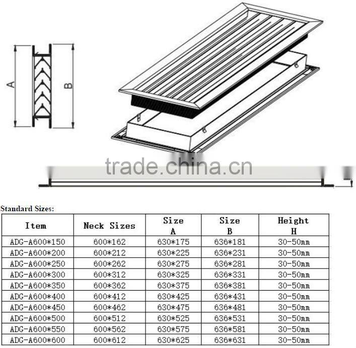 high quality return air grille for door HVAC system