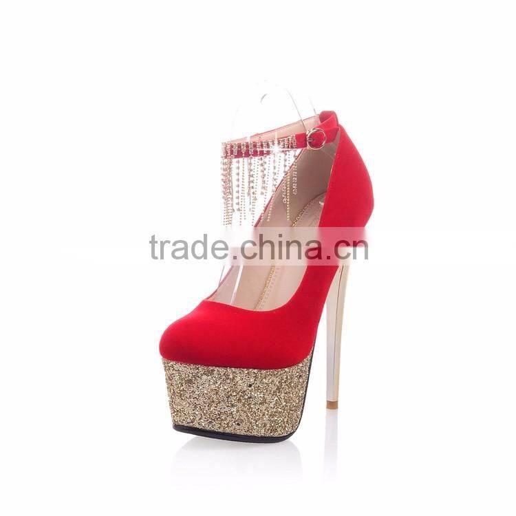 Newest suede leather high heels platform single shoe for evening dress