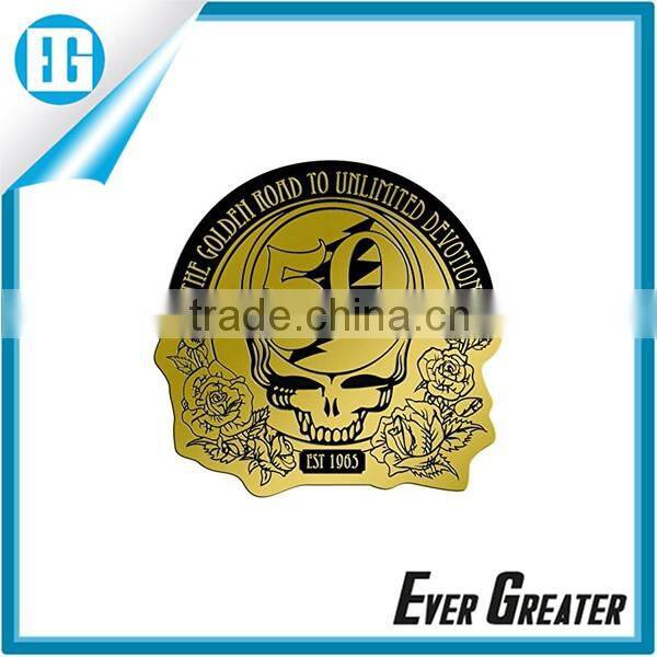 Custom embossed metal sticker self adhesive embossed metal sticker wine bottle embossed metal sticker