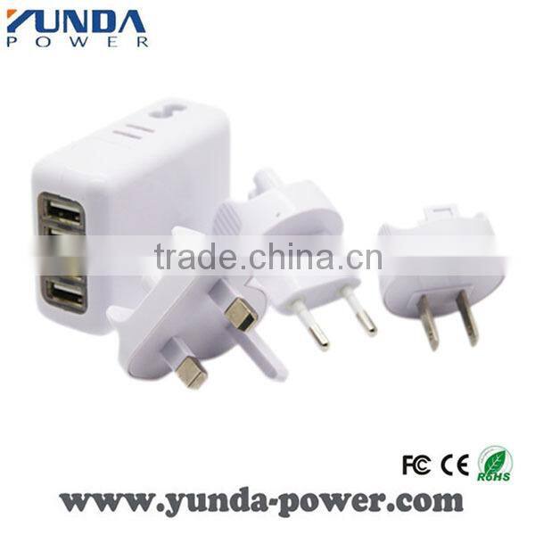 UK / EU / US Optional Plug 4 USB Ports Travel Charger