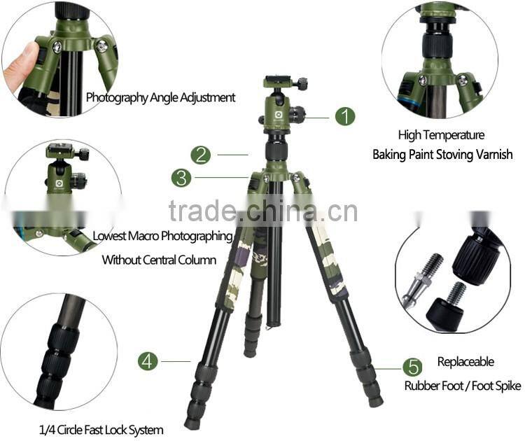 BILDPRO Factory Assembly Tripod Camera Composed Tripod Stand Aluminum and Carbon Fiber Available