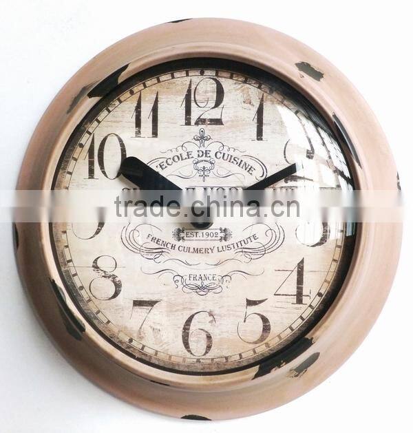 Dia 25 cm Rustic Round Metal Wall Clock,