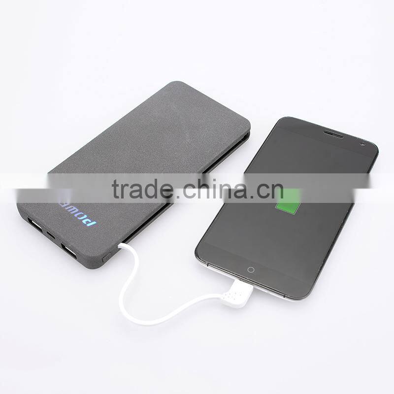 Promotional Dual Built-in Cable USB Powerbank Cell Phone Charger 10000mah
