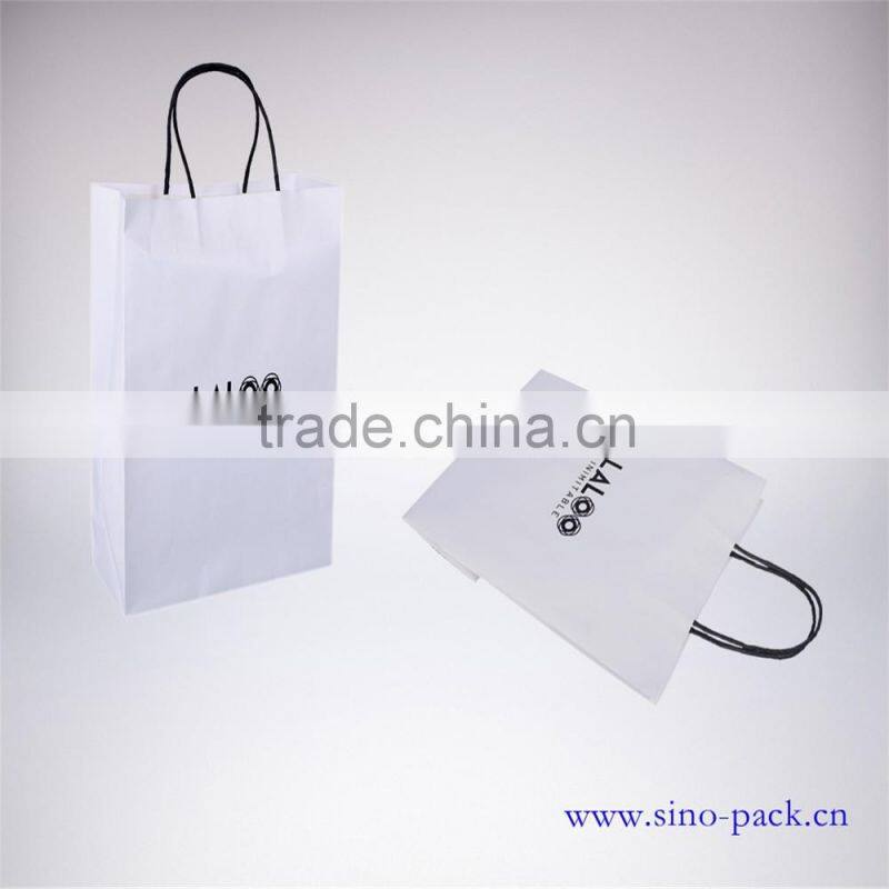 Flat custom logo printed karft paper handle bags