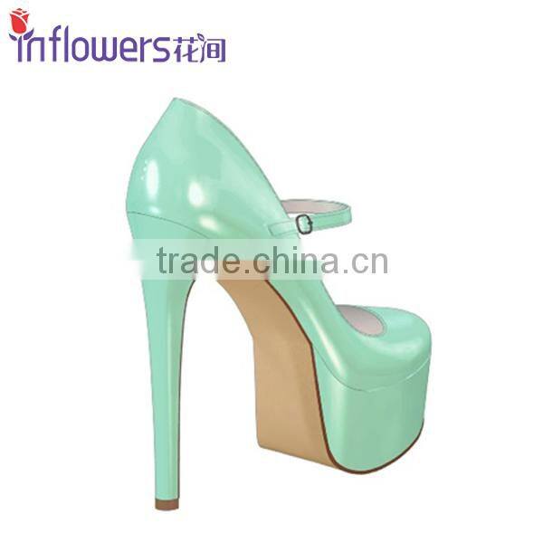 Peeptoe patent leather ankle strap Custom design fancy ladies shoes