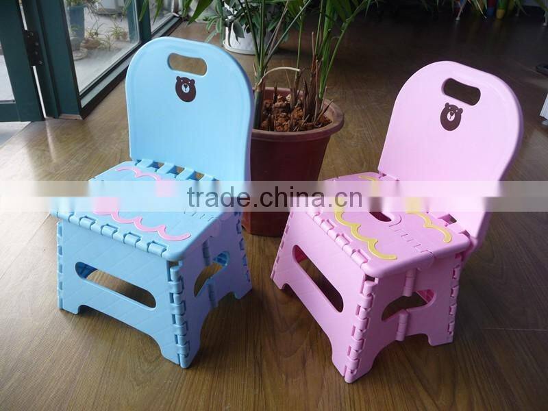2016 New design plastic kids plastic folding stool with backrest