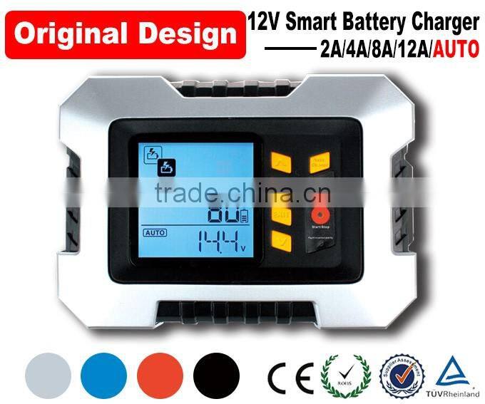 New Original Design 7-stage Smart LCD Car 12V Battery Charger