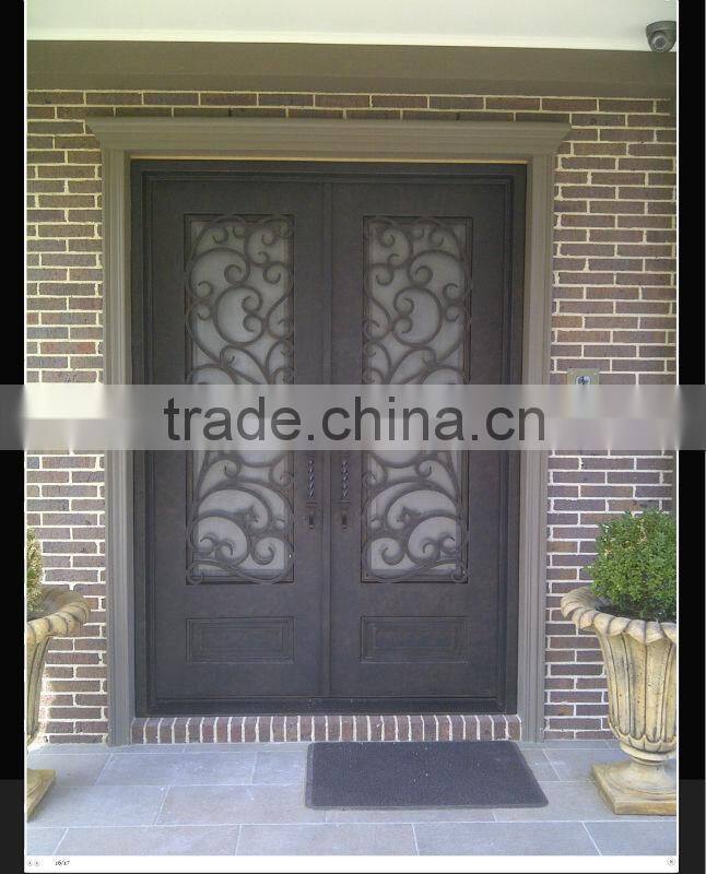 Top-selling entrance door wrought iron(clamp glass)