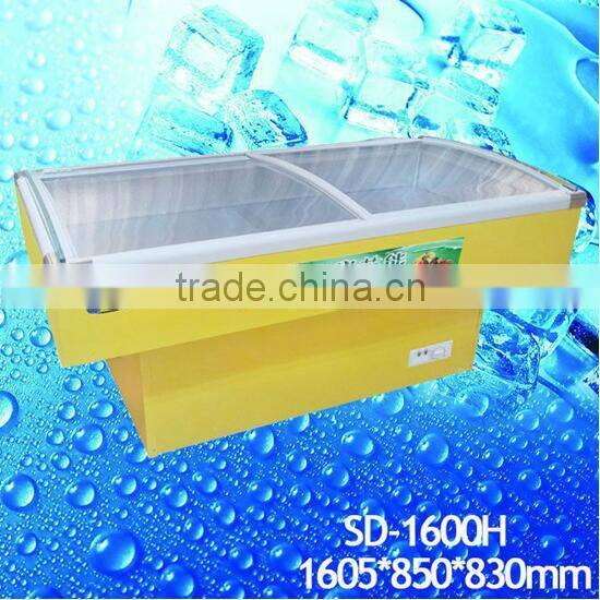 SD-1400D island freezer glass door chest freezers commercial fish barbecue freezer