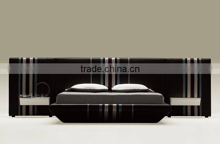 2016 Luxury bedroom fancy furniture PU leather bed double size beds