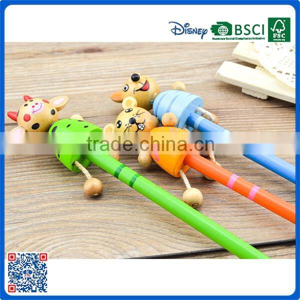 2016 new arrival promotion cute wood HB pencil with lovely doll for school kids