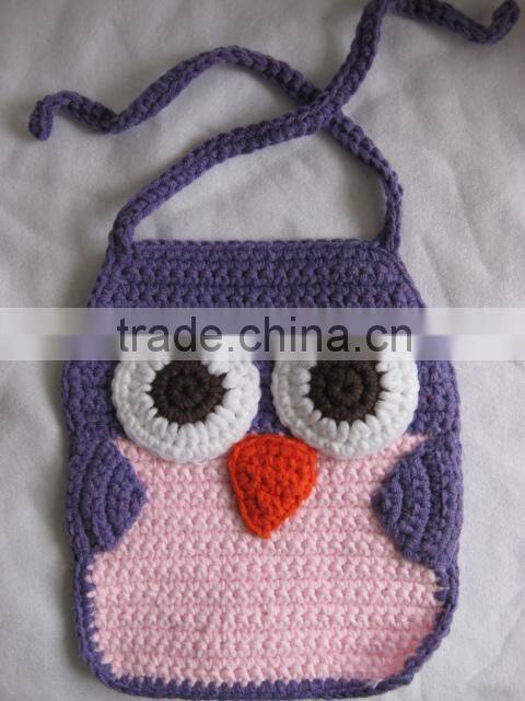 2015 fashion handmade crochet owl women cotton bag