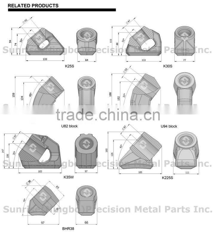 U94 Underground drilling teeth pick coal mining bit holder blocks