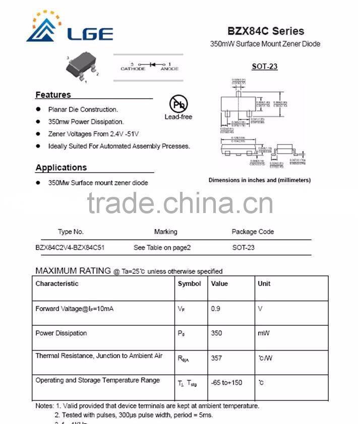 BZX84C36 350mW 36V Zener diode SOT-23