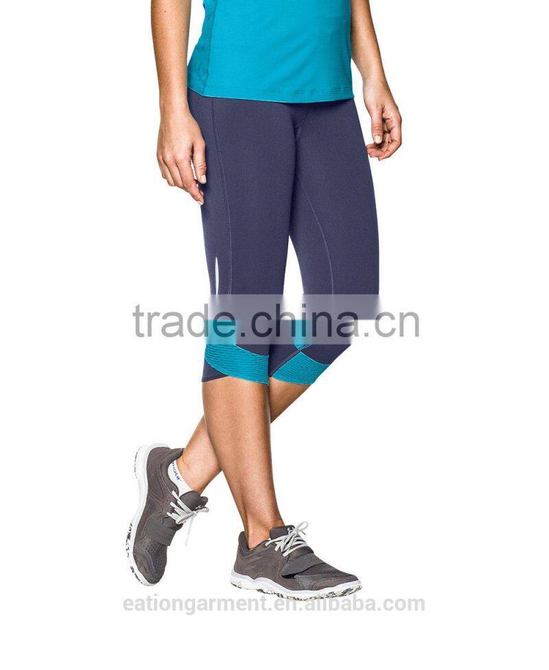 Cheap fitness wear female workout ative shiny fitness Capri pants