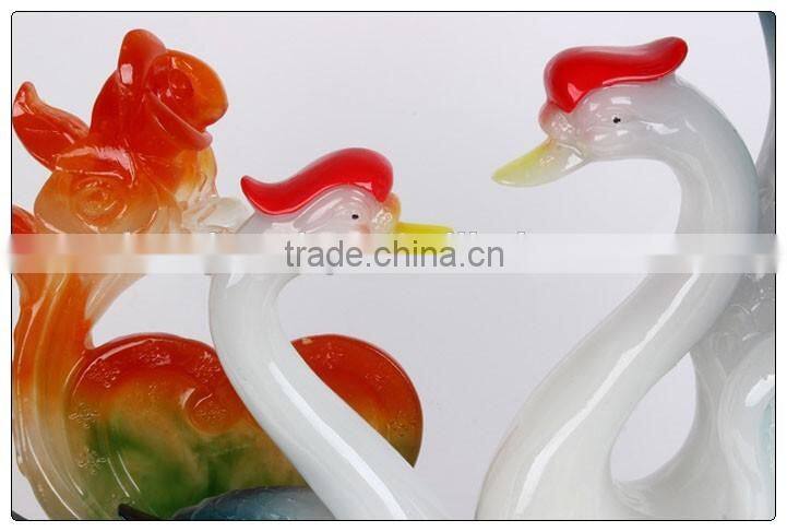resin statue , lovey decoration with Luckly Swan , Love swan