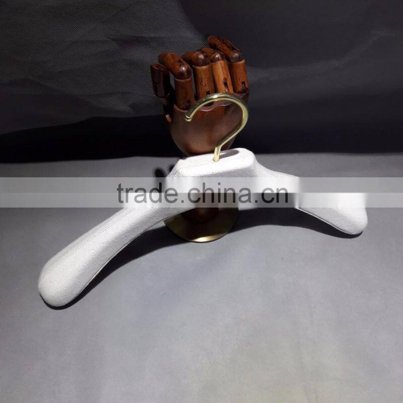 cheap wooden satin padded fabric cloth clothes clothing coat T shirt skirt hanger sample