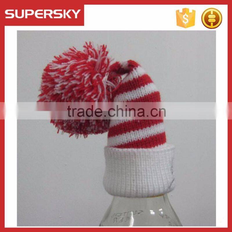 C1681 Santa wine bottle hat knit pattern