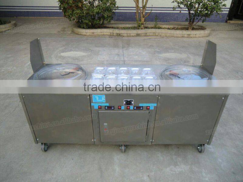 Double Flat Pan Fried Ice Cream Machine