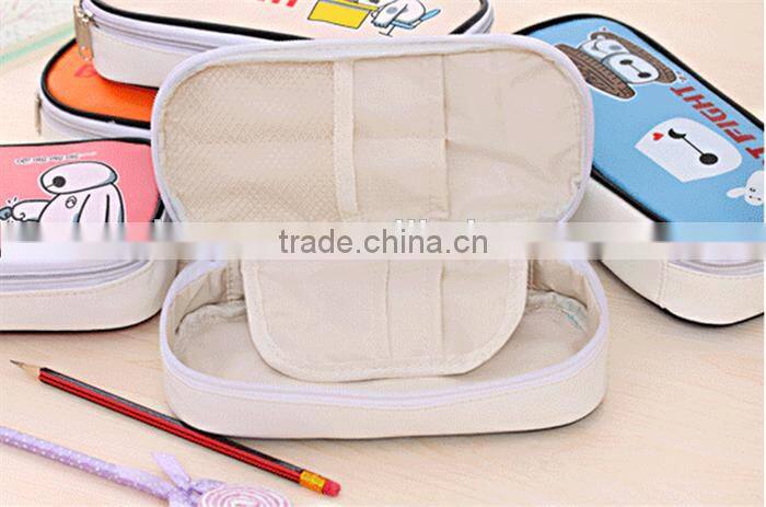 Large canvas wholesale pencil case for kids Baymax pen bag