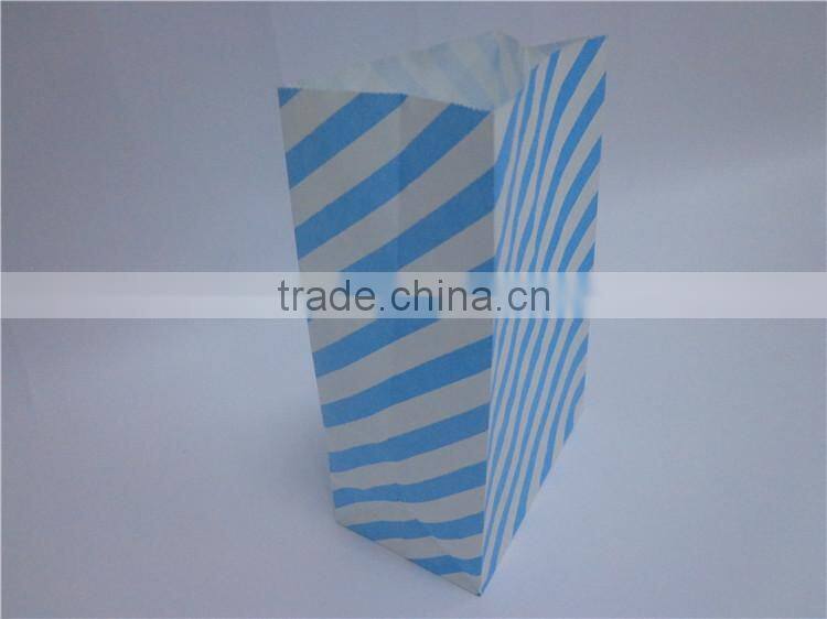 Blue stria printed food packaging stand up kraft paper bag manufactured by professional factory