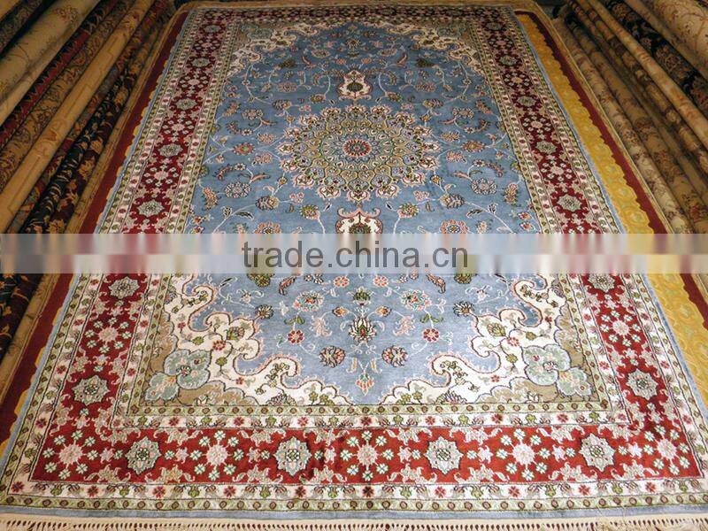 Unique blue pure silk carpet