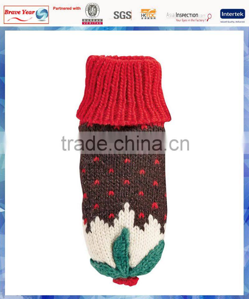 100% acrylic women christmas pudding knitting mittens