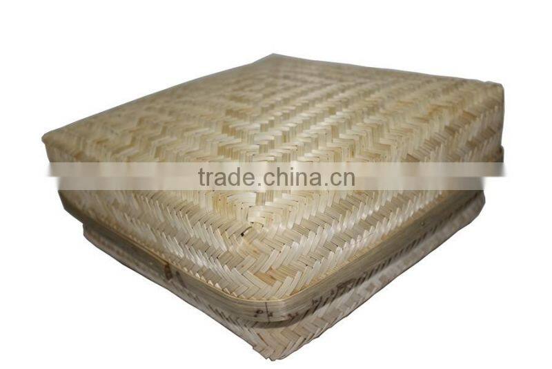 New design rectangular woven bamboo gift basket with cane