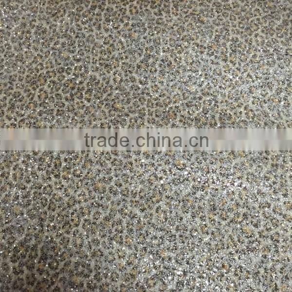 Leopard Grain Glitter fabric with TC backing ,popular use for ladies shoes ,handbags ,wallets