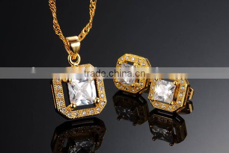 KSTONE fashion gold plated big diamond zircon copper stud earrings