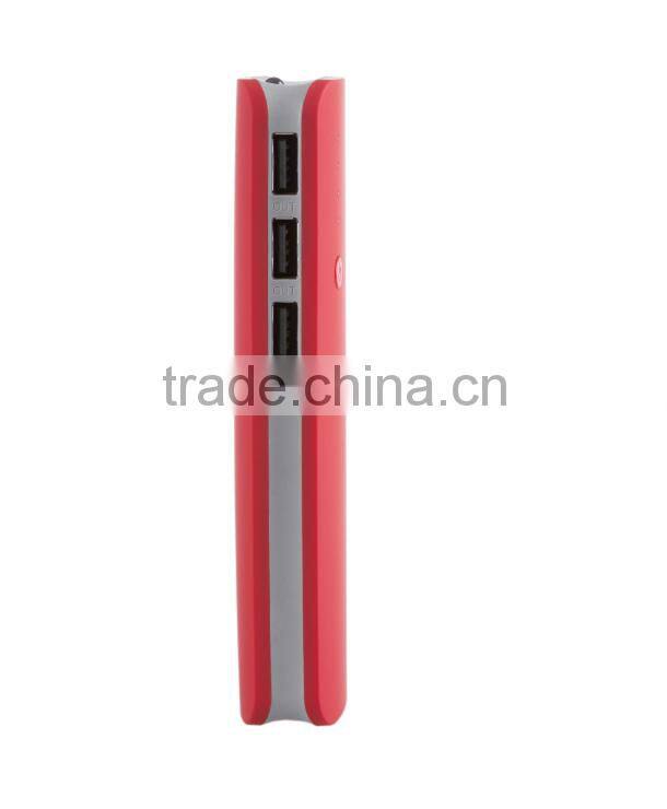 Multi-functional 3 outputs power bank with light 10000mah for mobile phone with battery indicator