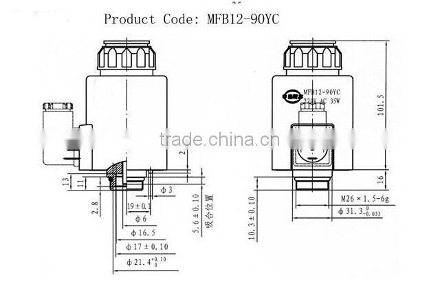MFZ12-90YC/MFB12-90YC Rexroth Solenoid Coil for Hydraulic Valve-32X75MM