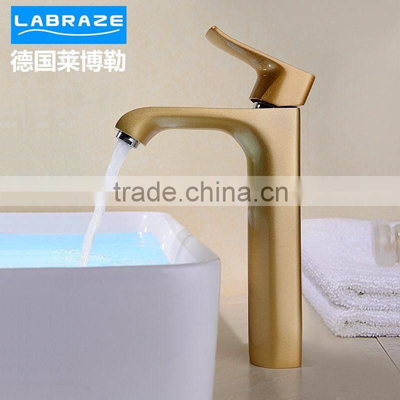 LABRAZE LE12008 Gold Finish Lavatory Basin Long neck Brass Faucets for the bathroom