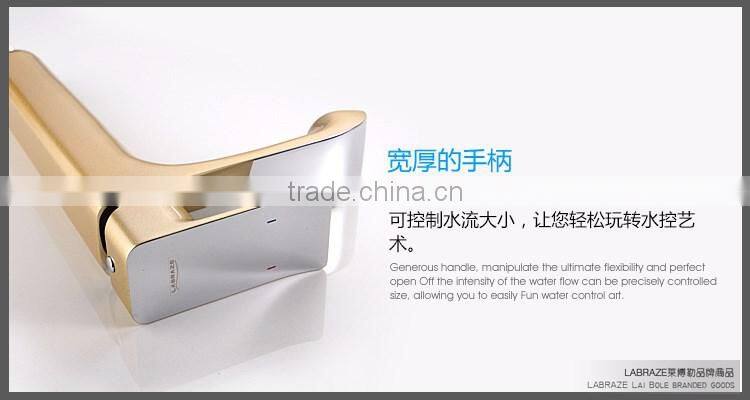 LABRAZE LE12008 Gold Finish Lavatory Basin Long neck Brass Faucets for the bathroom