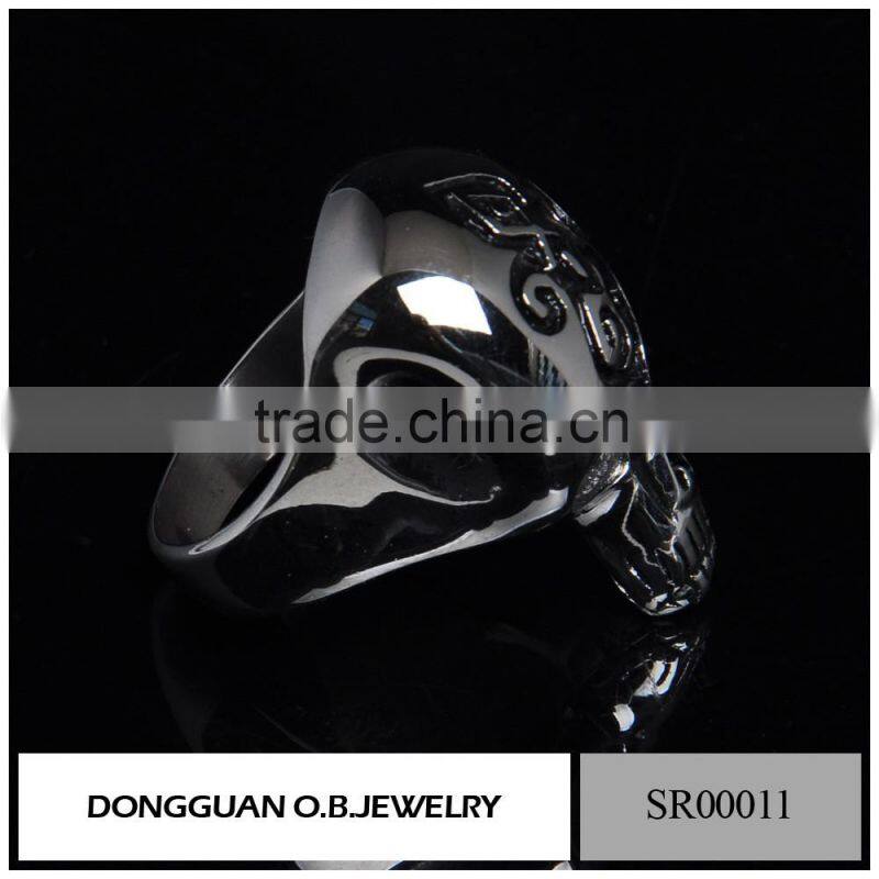 New Arrival Stainless Steel Skull Biker Ring/Motorcycle Piston Ring Design For Men