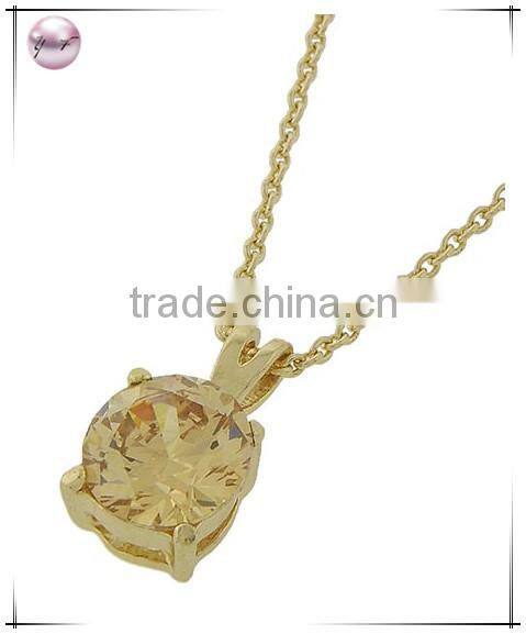 Gold Tone Lt. Pink Cubic ZirconiaPendant Necklace
