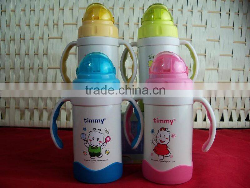 hard Plastic Stainless Steel Children vacuum cups with straw