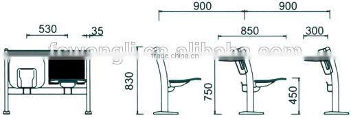 Steel Frame classroom chairs and desk educational furniture