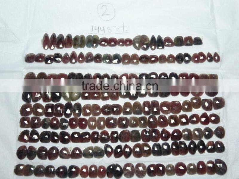 Multi Sapphire Rose Cut Gemstone Irregular shape
