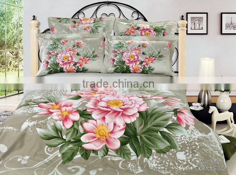 Promotion! Reactive Printed bed set 3d bedding set linen 100%cotton queen size/bedclothes duvet cover