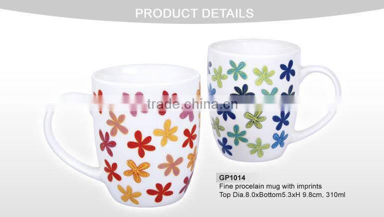 promotional fine procelain water mug ceramic cup with imprint
