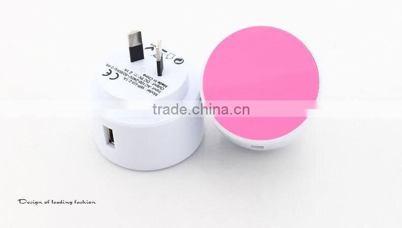 Fashion Mini Australia Standard High Speed USB Charger for Mobile Phone